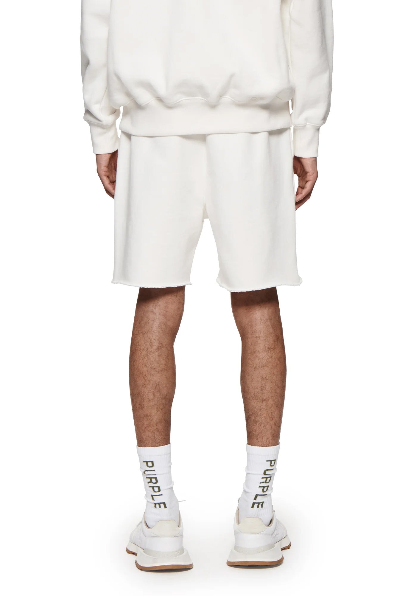 Purple Brand MWT Fleece Short in white featuring soft midweight fleece construction and a relaxed everyday fit.
