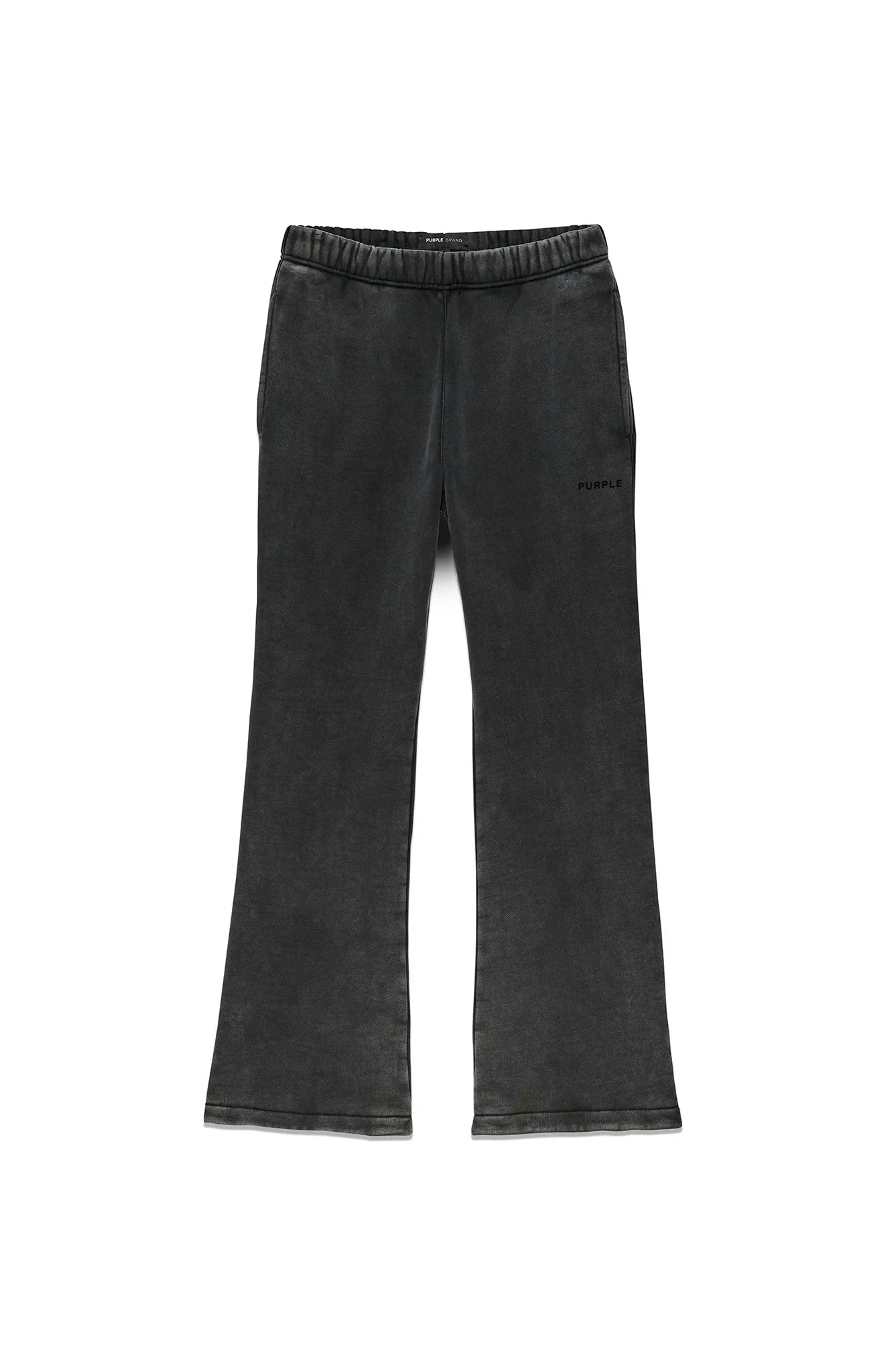 Purple Brand White Label Basics flared sweatpant in heavyweight cotton fleece with relaxed fit, enzyme wash, and logo detail.