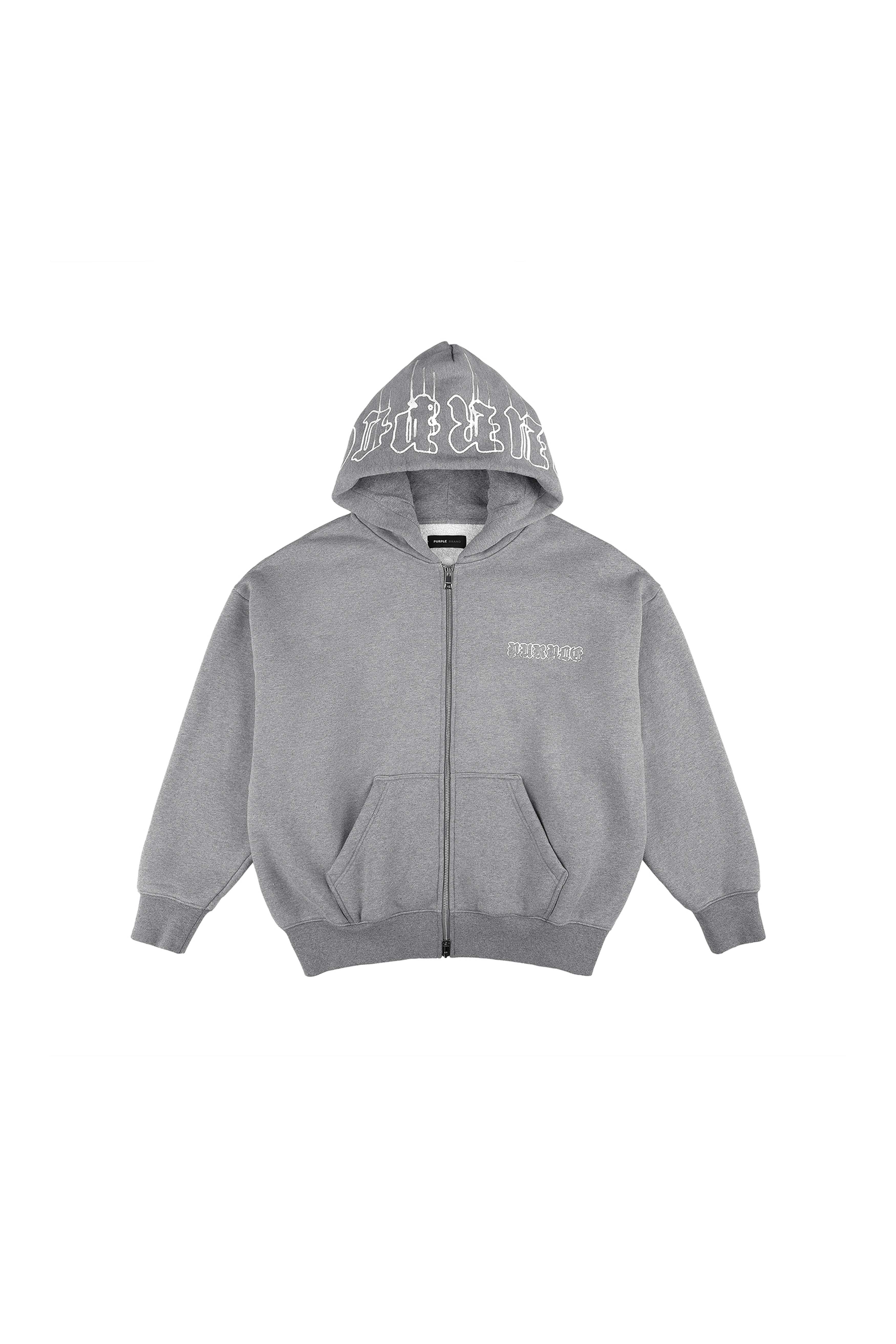 Gothic Wordmark Drip Zip Up Hoodie (Grey) 