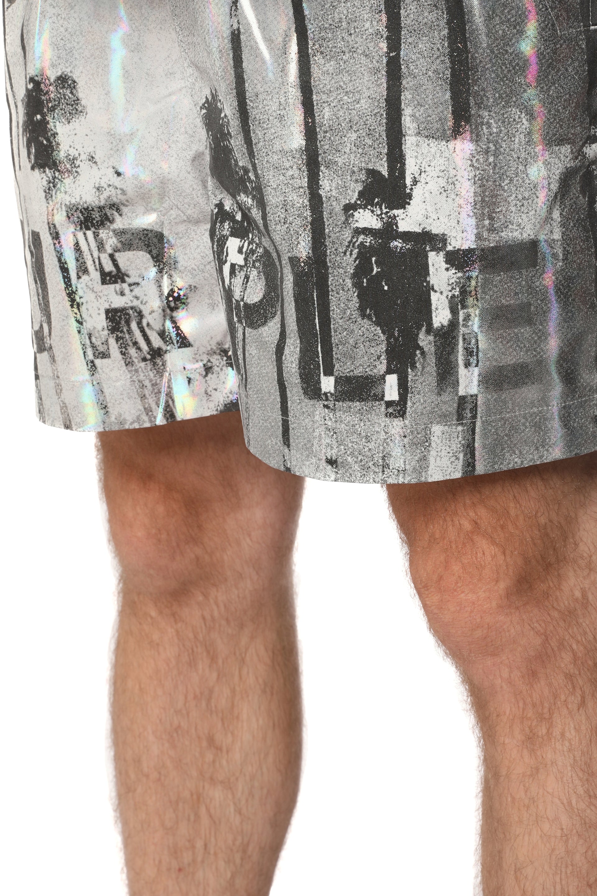 Purple Brand All Round black shorts with elastic waistband, flat drawcord, and metallic-look finish