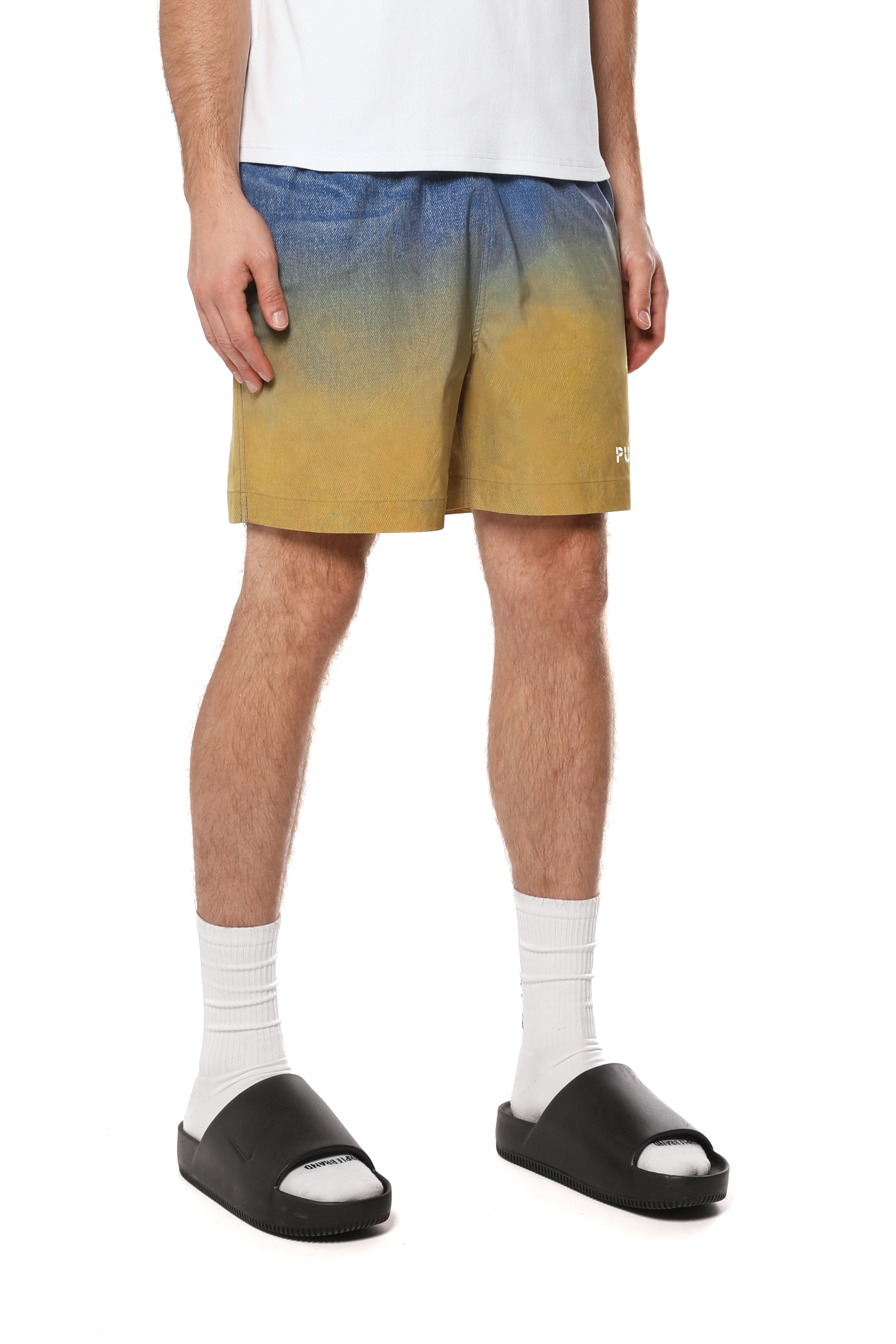 Purple Brand ALL ROUND multi-color shorts featuring a premium cotton-blend construction, relaxed fit, adjustable waistband, and functional pockets.