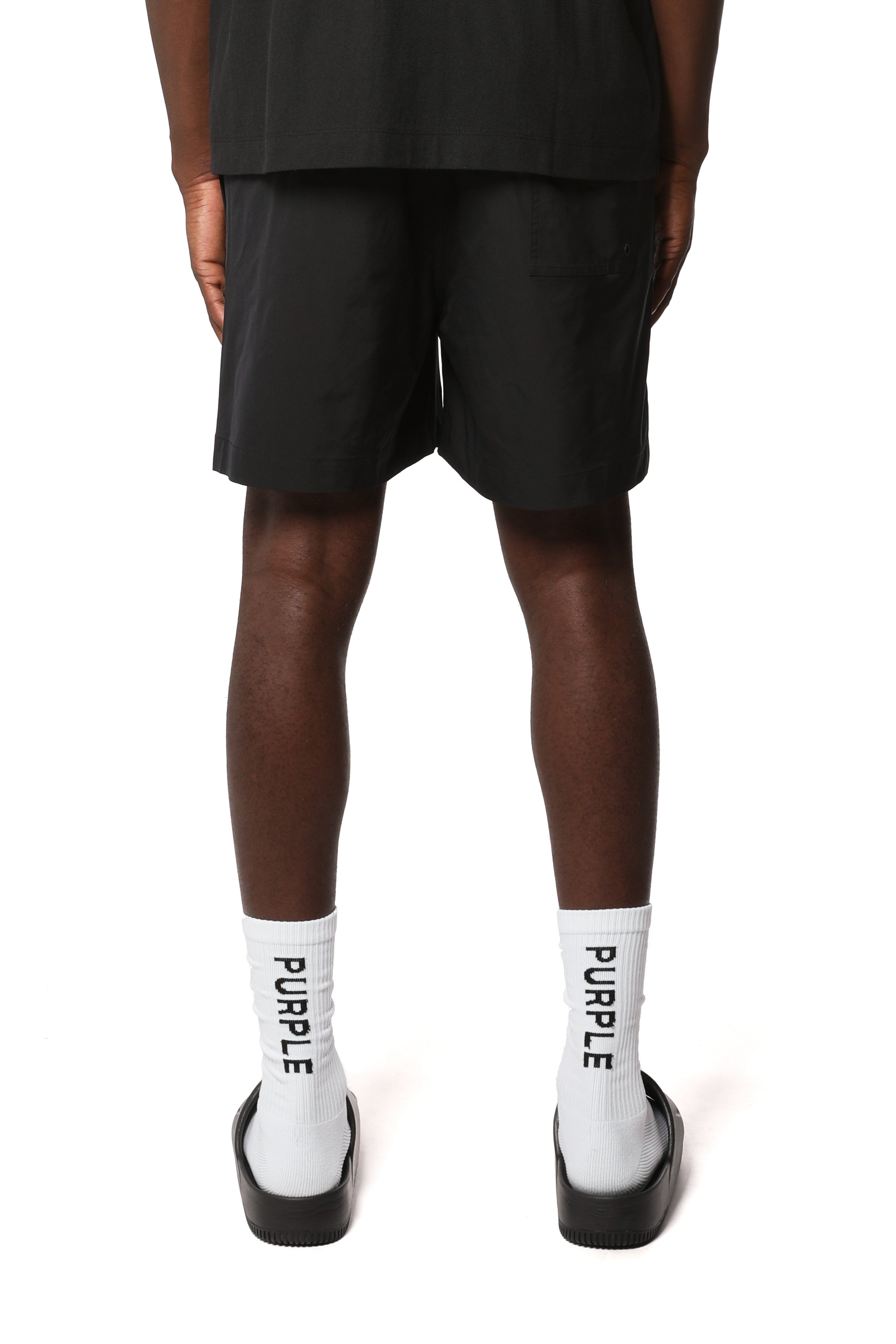 Purple Brand All Round Shorts in black featuring a lightweight design for swim and casual everyday wear.
