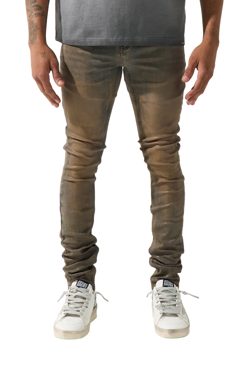 SERENEDE Quantum coated men's jeans featuring a sleek coated finish and modern contemporary design.