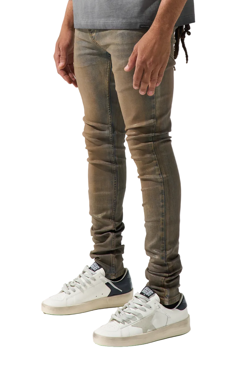SERENEDE Quantum coated men's jeans featuring a sleek coated finish and modern contemporary design.