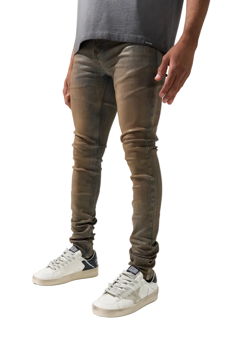 SERENEDE Quantum coated men's jeans featuring a sleek coated finish and modern contemporary design.