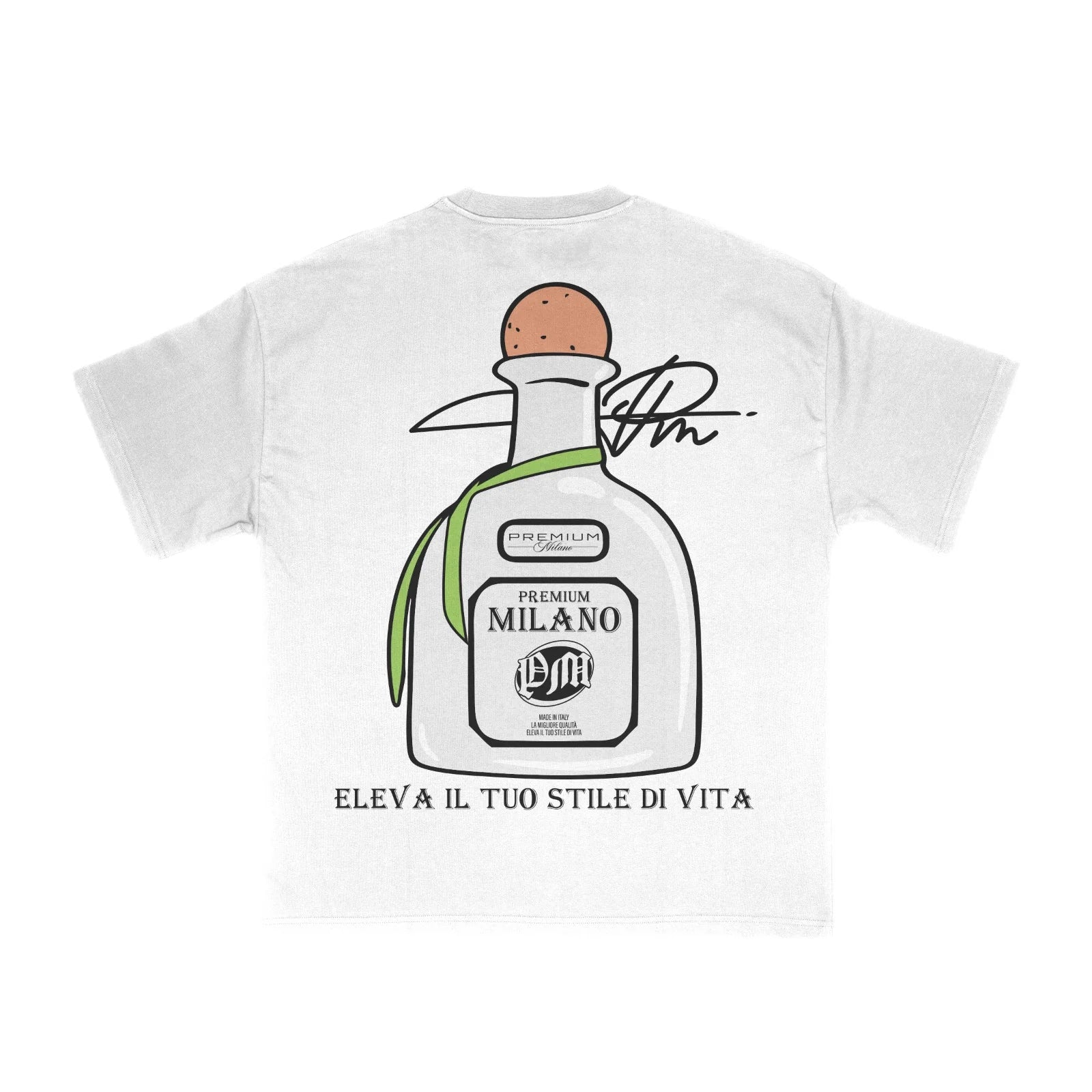 Premium Milano Crew Neck Short Sleeve T-Shirt with custom graphic prints, short sleeves, and durable soft fabric.