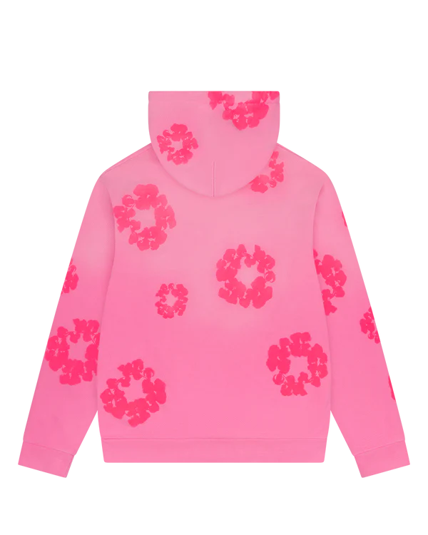 Denim Tears Mono Cotton Wreath Hoodie in pink with sun-faded washed finish, regular fit, made from 100% cotton.