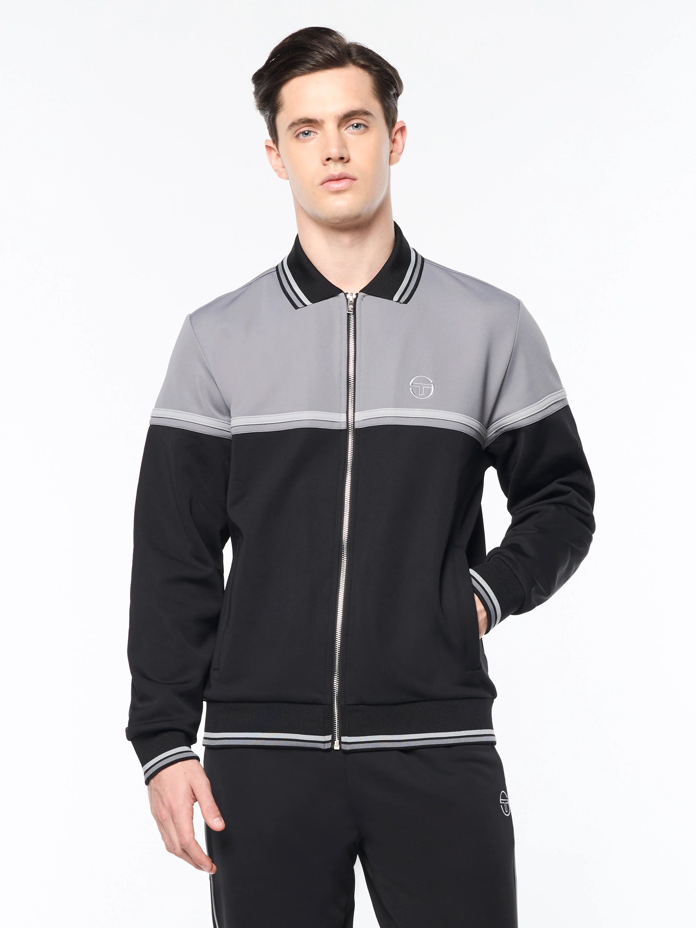 Sergio Tacchini Olmi Track Jacket in color-blocked design with zip pockets and embroidered ST logo