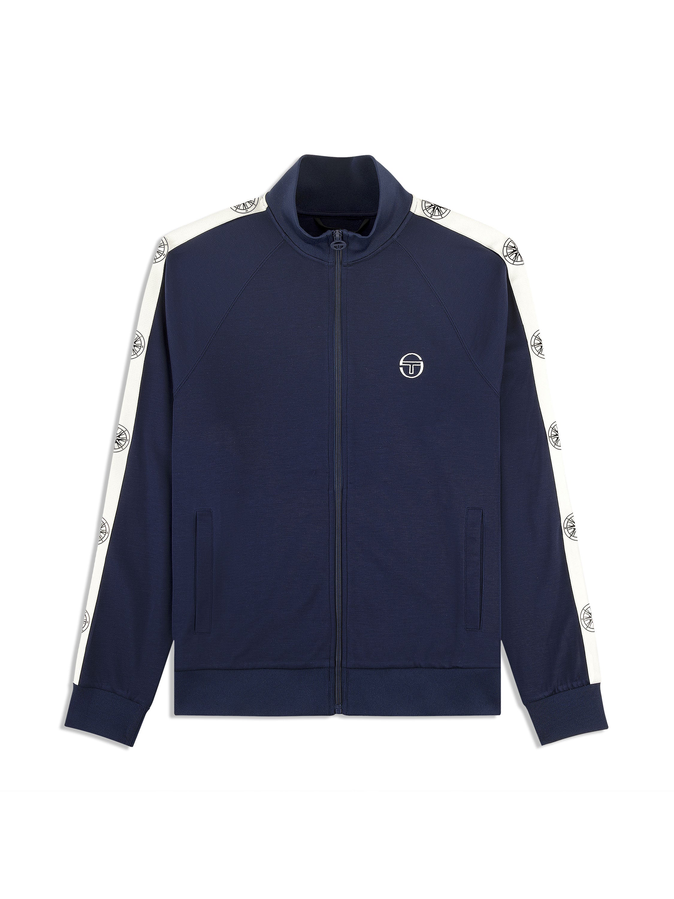 Sergio Tacchini Bussola Track Jacket with Compass logo taping, embroidered ST logo, and Tencel-blend fabric