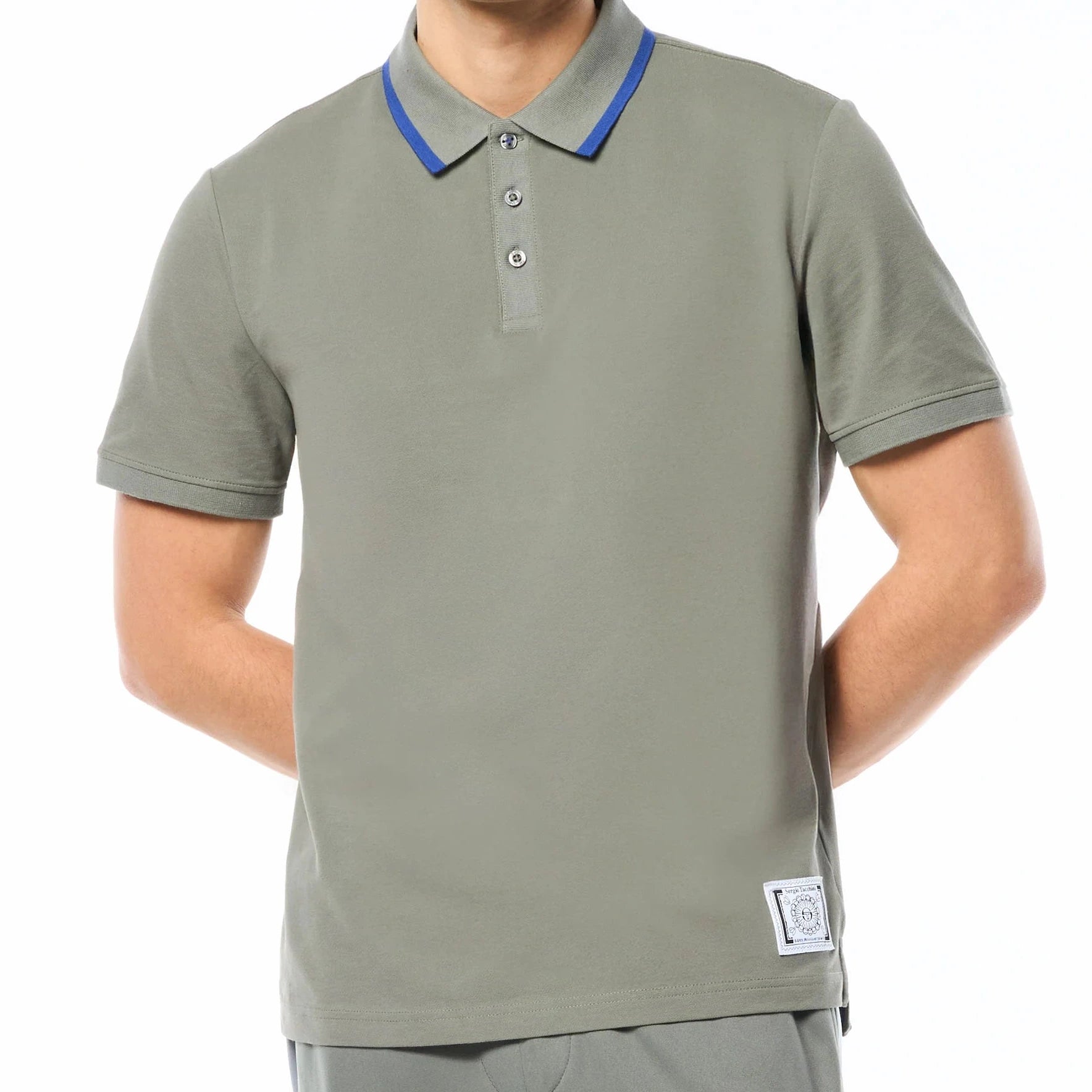 Sergio Tacchini Fresca polo shirt with ribbed striped collar, 3-button placket, and athletic stretch fabric for versatile wear