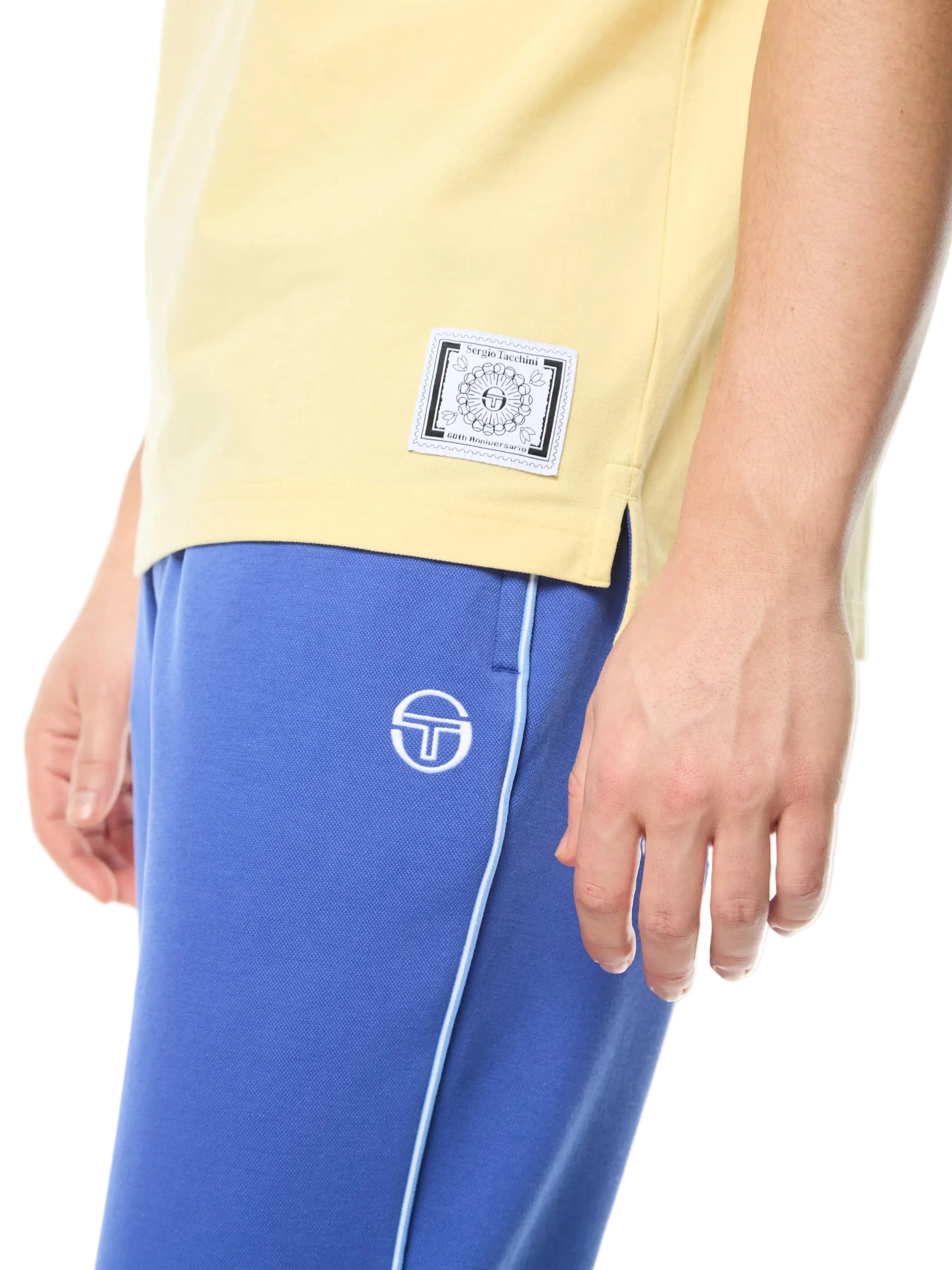 Sergio Tacchini Fresca polo shirt with ribbed striped collar, 3-button placket, and stretch fabric for athletic and casual wear