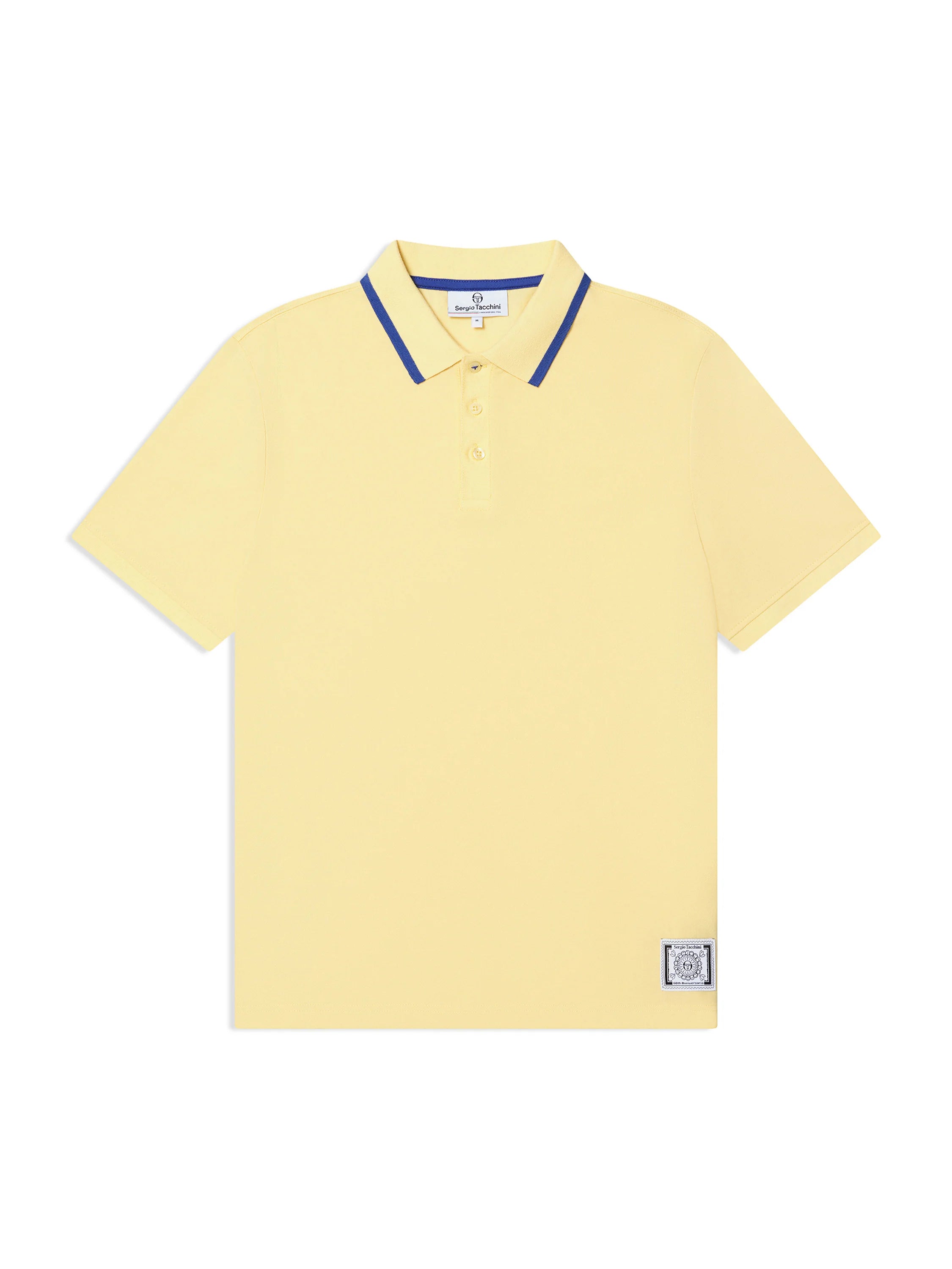 Sergio Tacchini Fresca polo shirt with ribbed striped collar, 3-button placket, and stretch fabric for athletic and casual wear