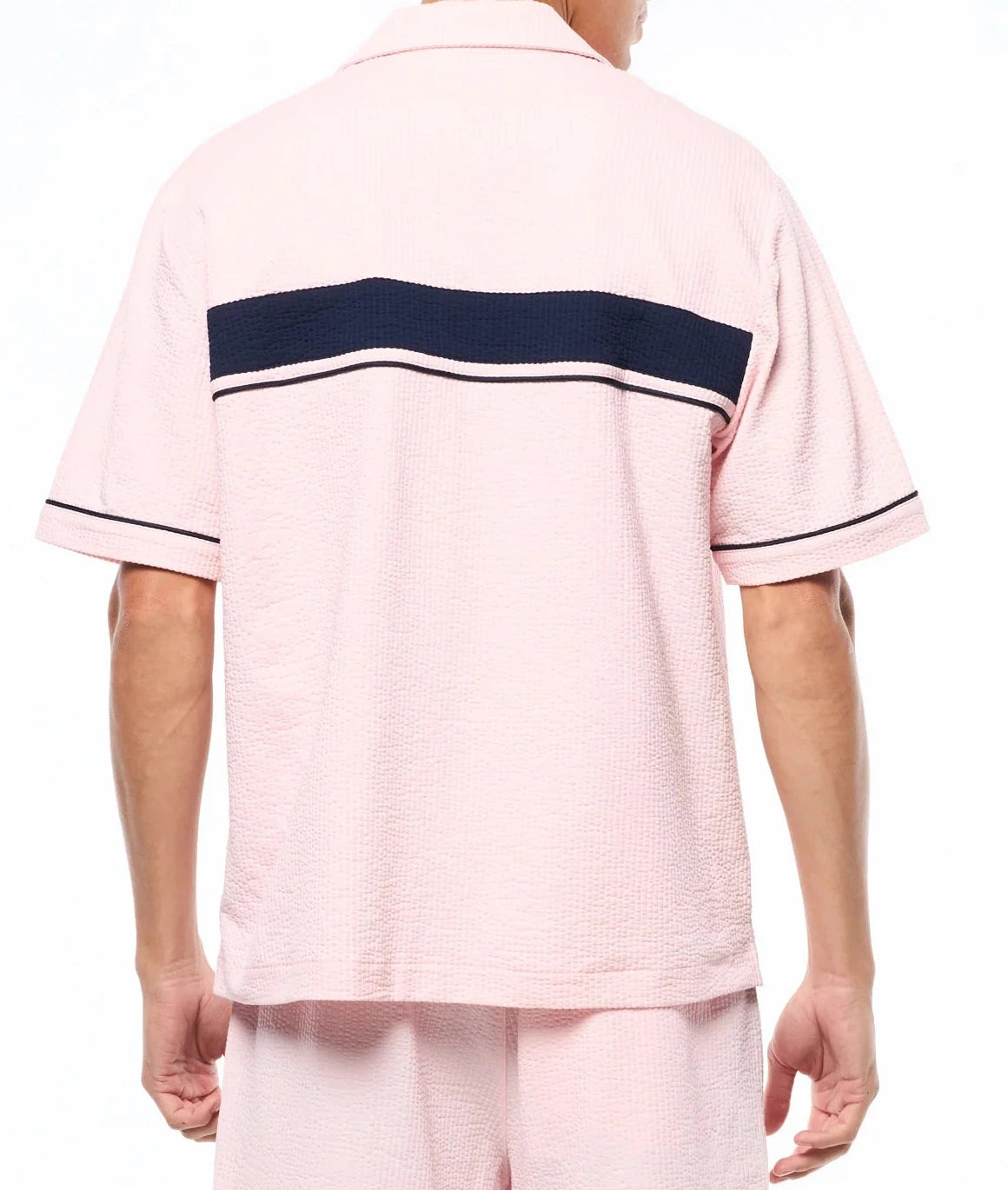 Sergio Tacchini Annata Cabana Shirt with camp collar, striped chest detail, and embroidered ST logo in lightweight relaxed fit fabric