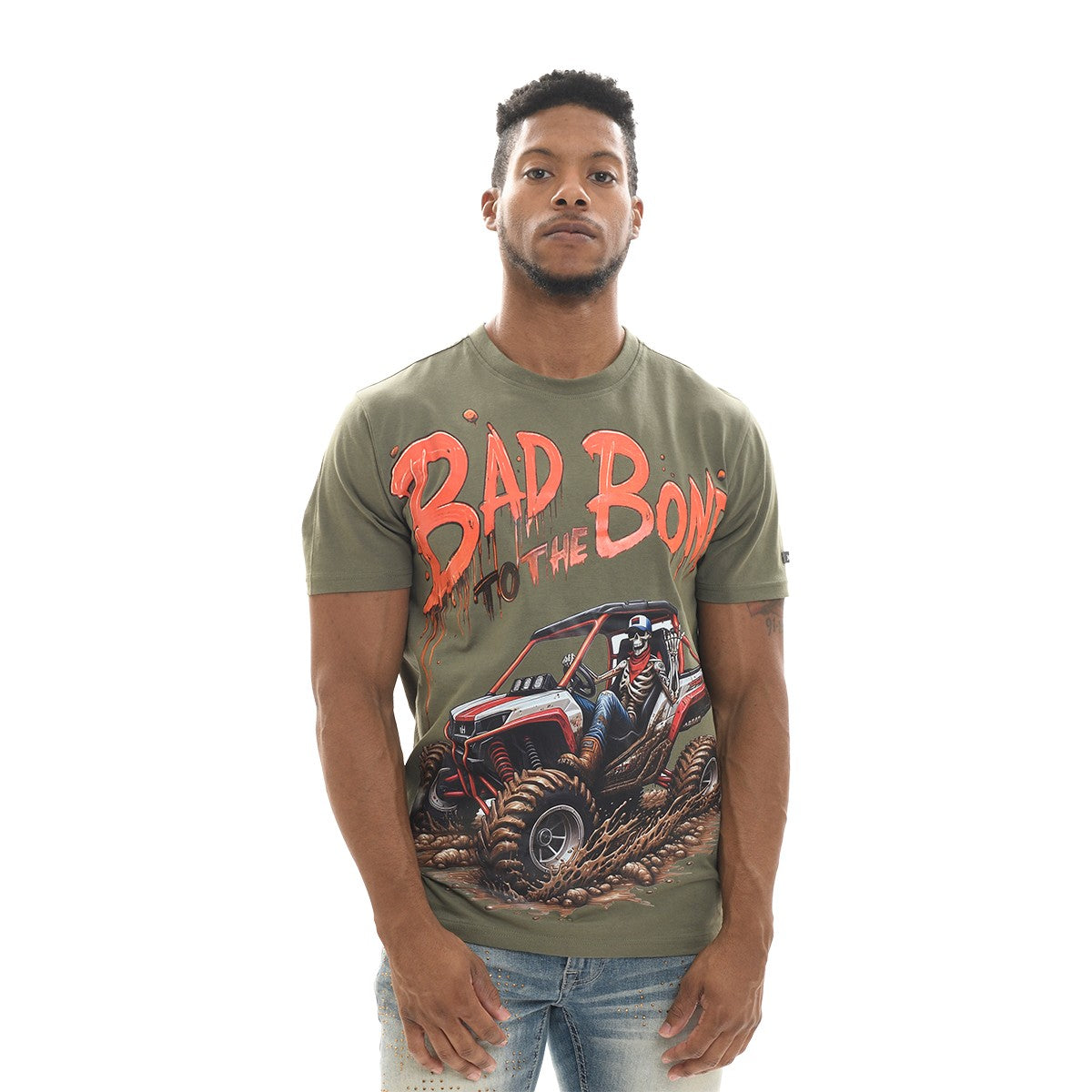 Switch Bad Bone Tee in black with relaxed fit and bold graphic detailing