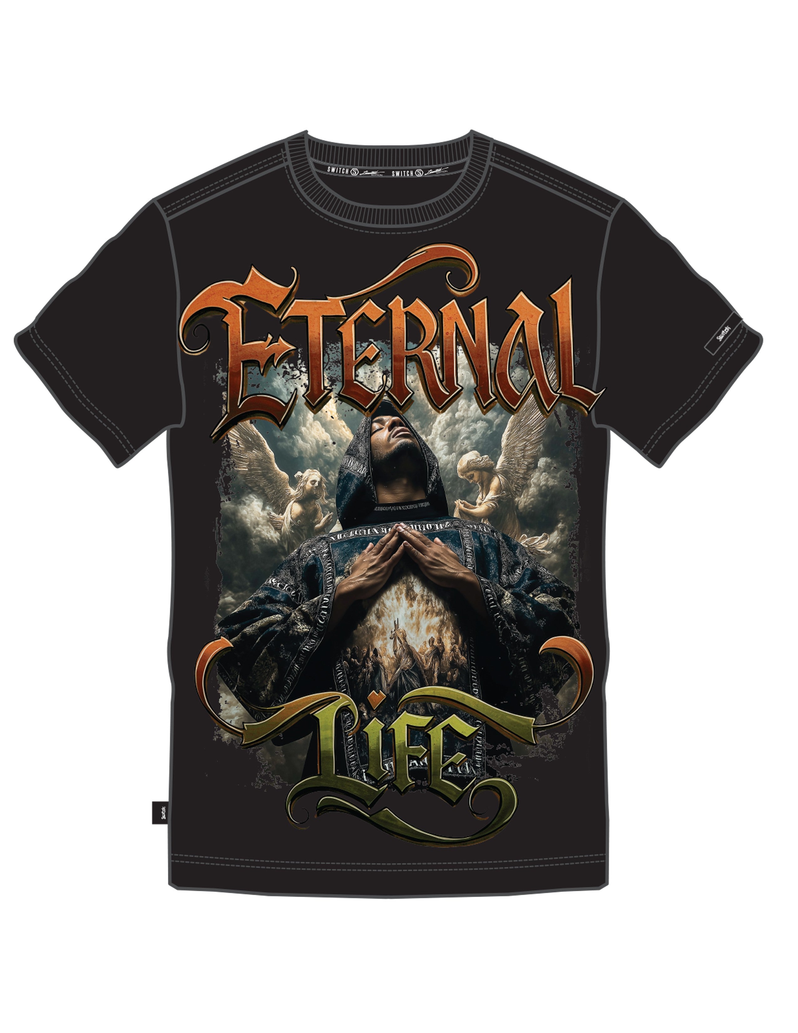 Switch Eternal Life Tee in black with relaxed fit and bold graphic detailing