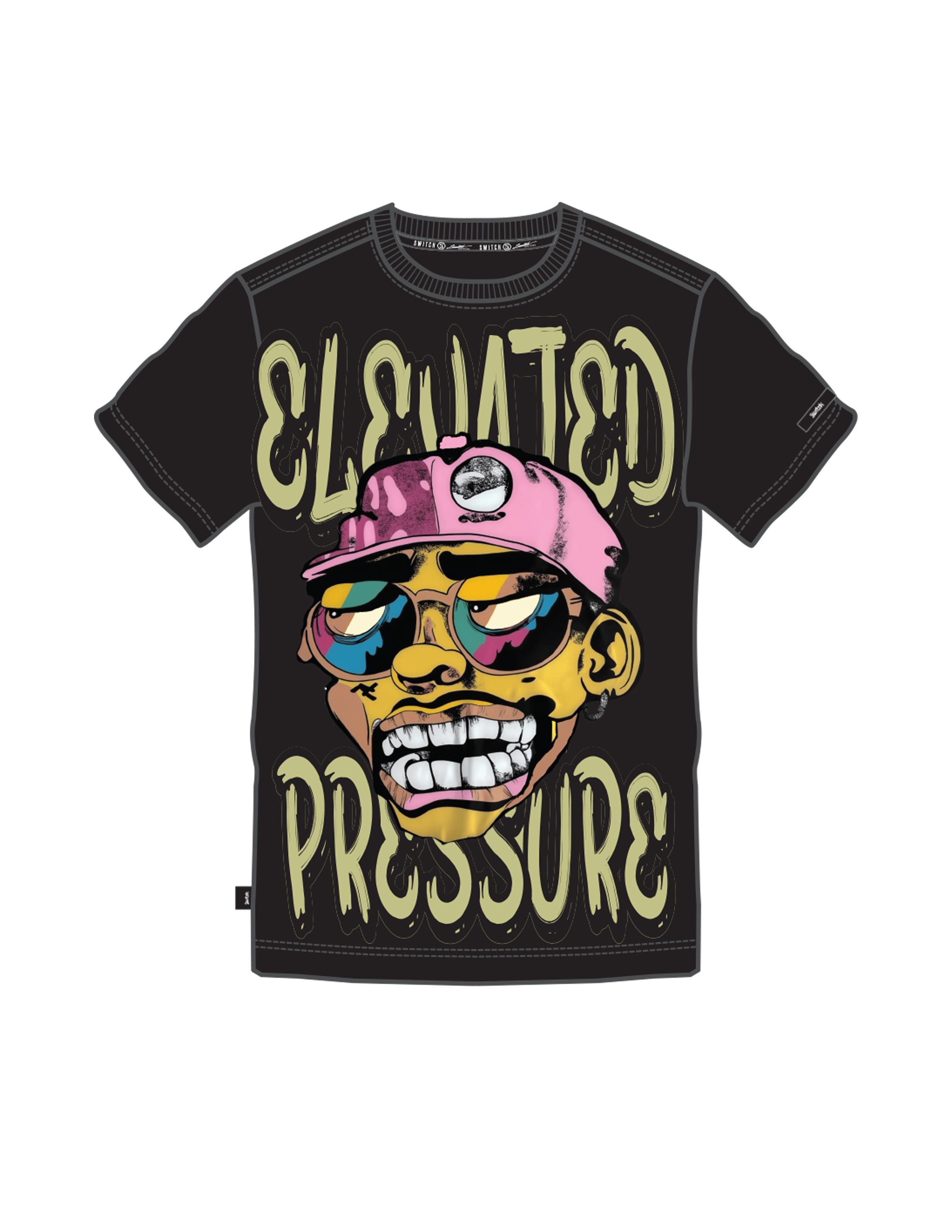 Switch Elevated Pressure Tee in black with relaxed fit and bold graphic detailing