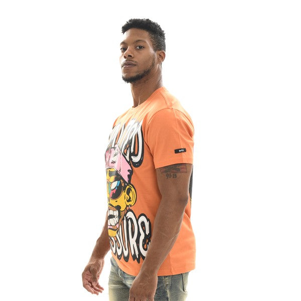 Switch Elevated Pressure Tee in brick with relaxed fit and bold graphic detailing