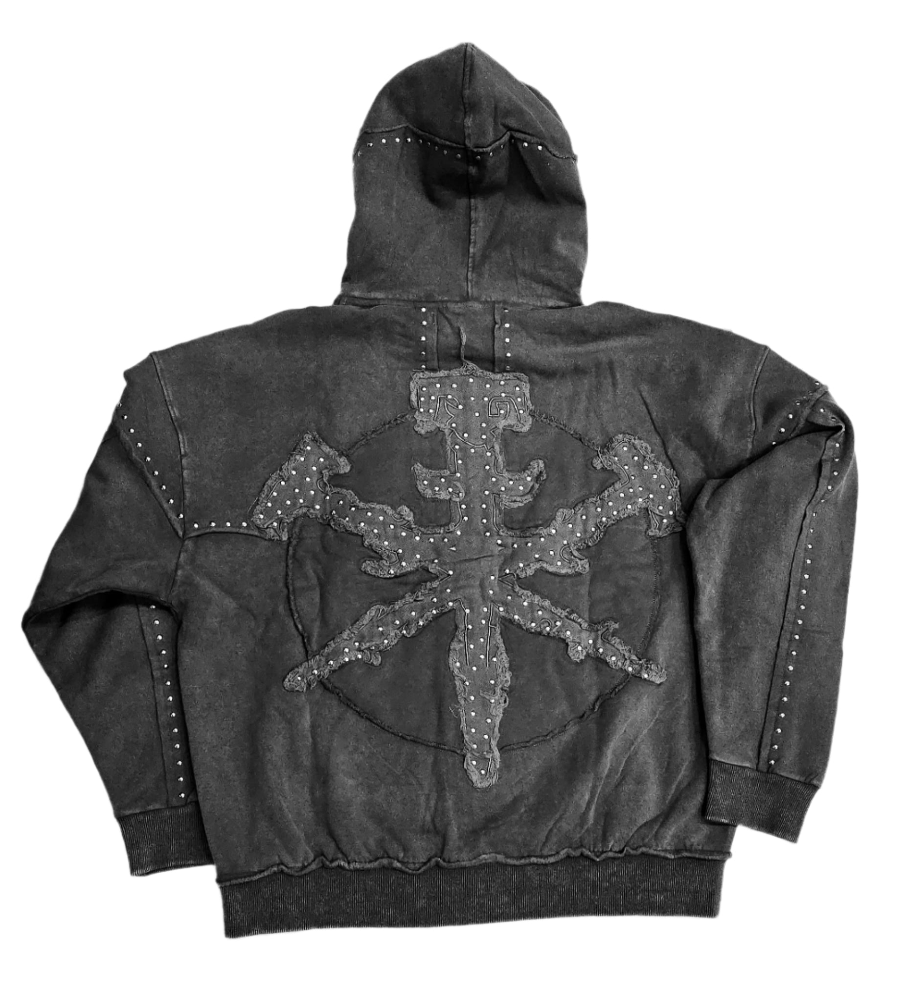 Studded Metal Oversized Hoody (Black) - 538BLK
