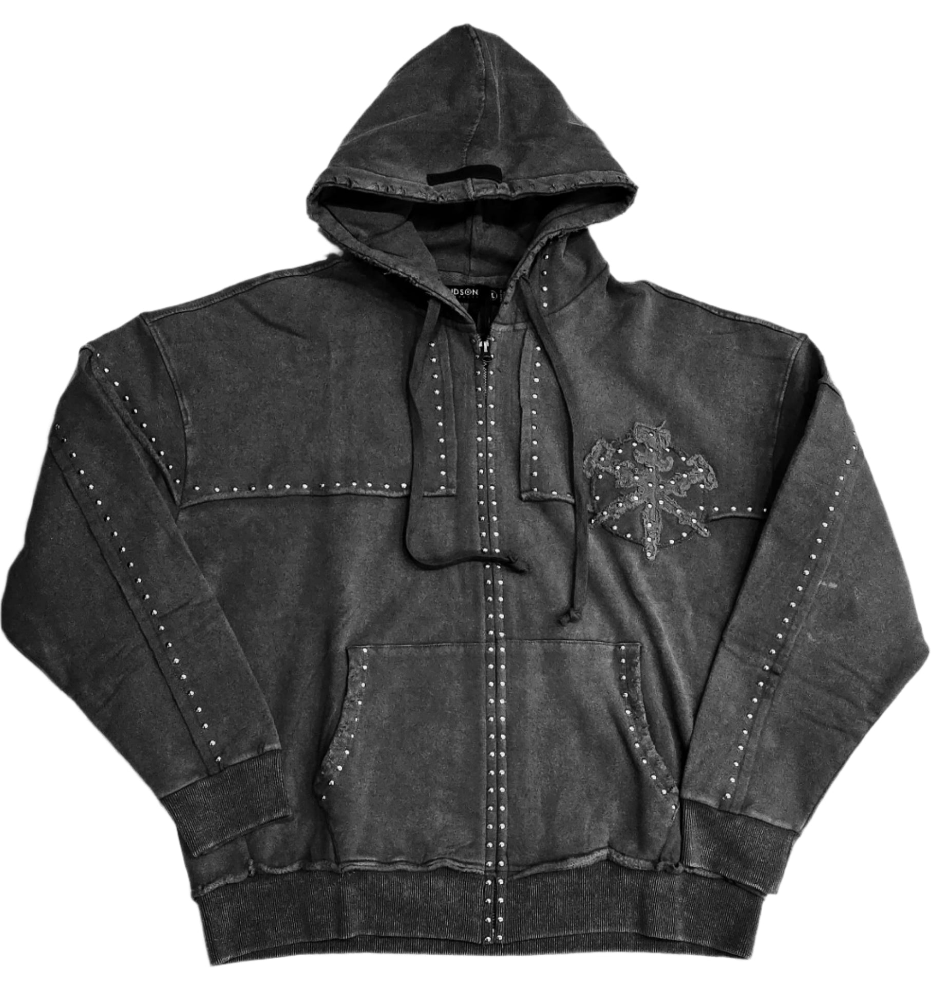 Studded Metal Oversized Hoody (Black) - 538BLK