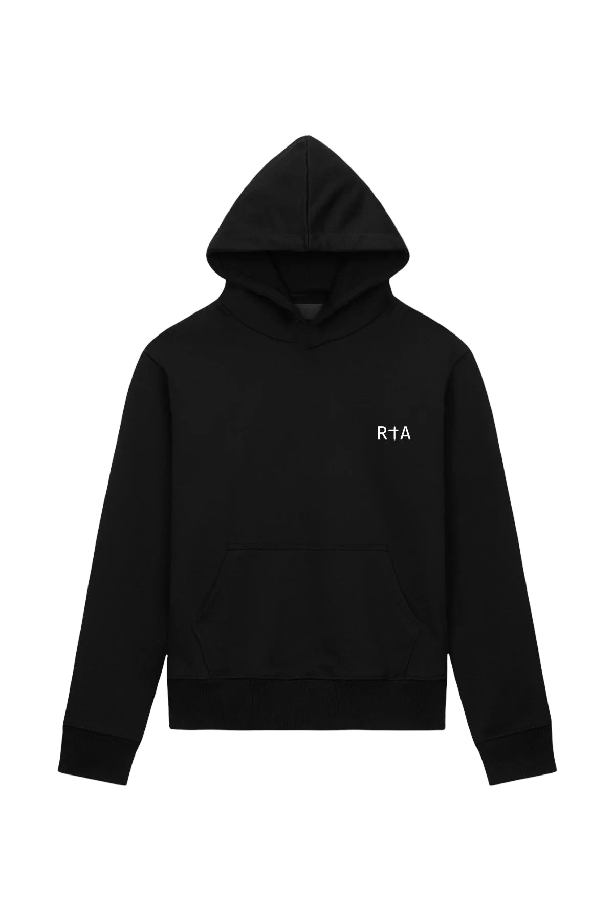 RtA Dion Hoodie in Black White Cross with front RtA logo and cross grid print on back