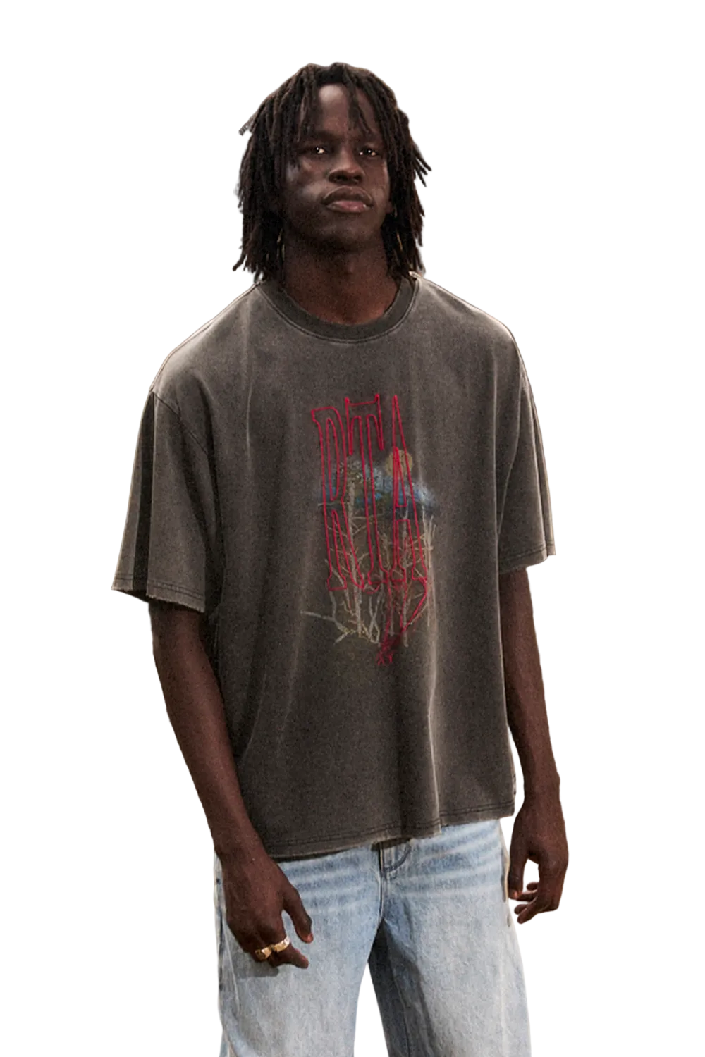 RTA Colin oversized short sleeve T-shirt in black ascending with relaxed streetwear fit and modern minimal design