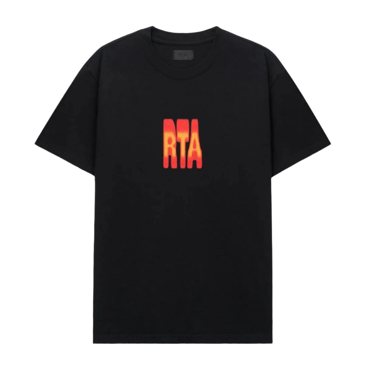RTA Colin Oversized Short Sleeve Tee in black with large RTA logo on the chest and Paradise Vice gradient logo on the back, made from 100% cotton.