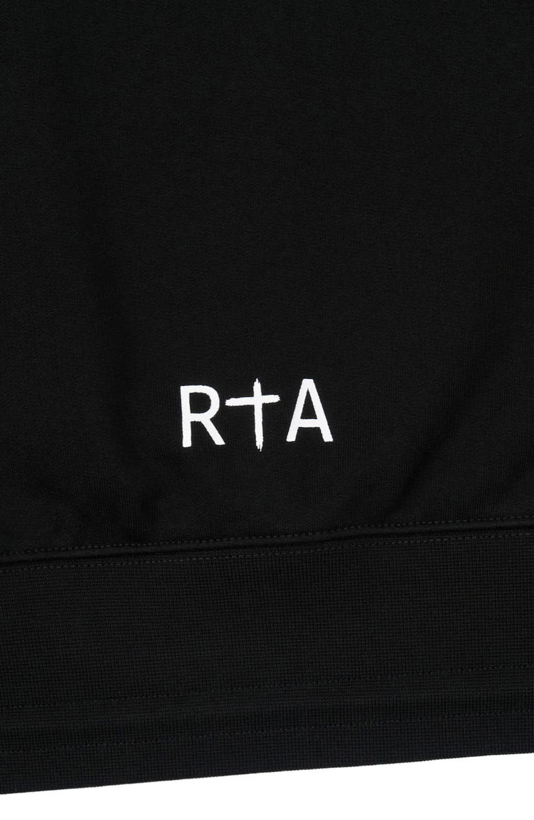 RtA Spike oversized black cotton hoodie with spiky logo graphic, fixed hood, kangaroo pocket, and drawcord-toggle hem