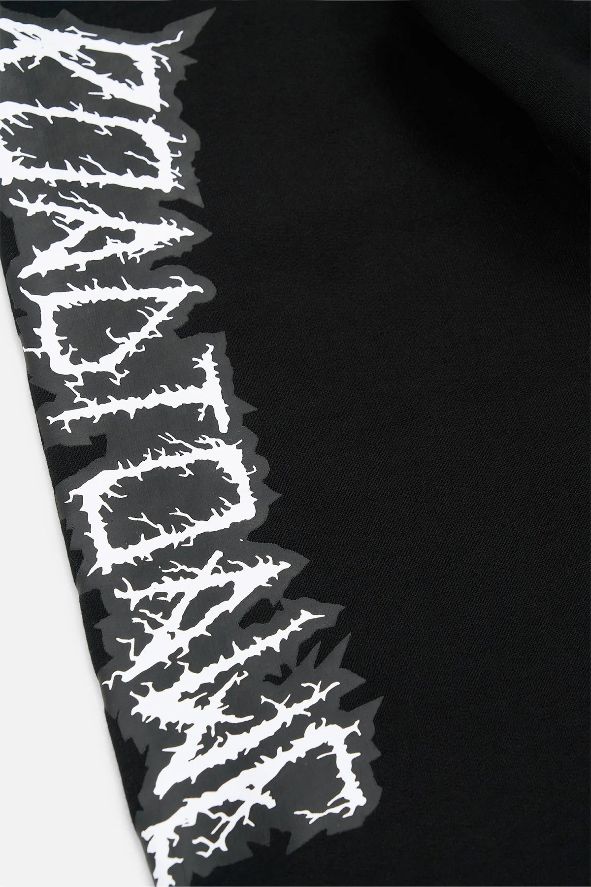 RTA Floyd Black Metal Road to Awe Zip Up Hoodie with oversized fit, double zip closure, coated drawstrings, and metal-inspired logos.