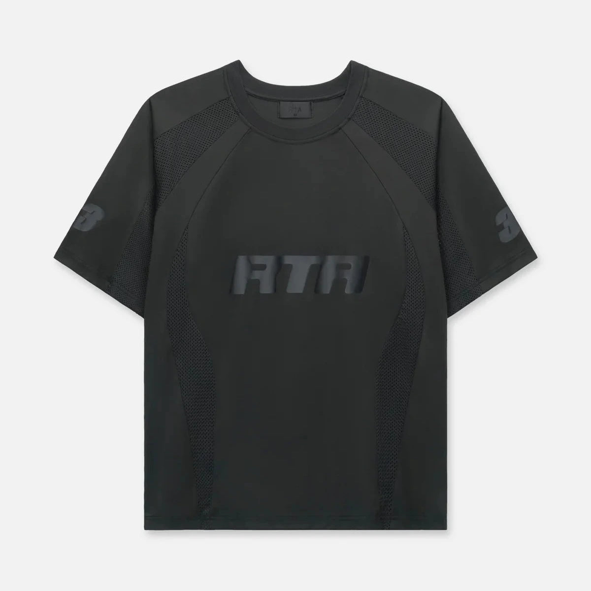 Fonda Short Sleeve Shirt in Black Fusion with mesh panel detailing and all-over graphic print, regular fit, made from polyester and spandex blend.