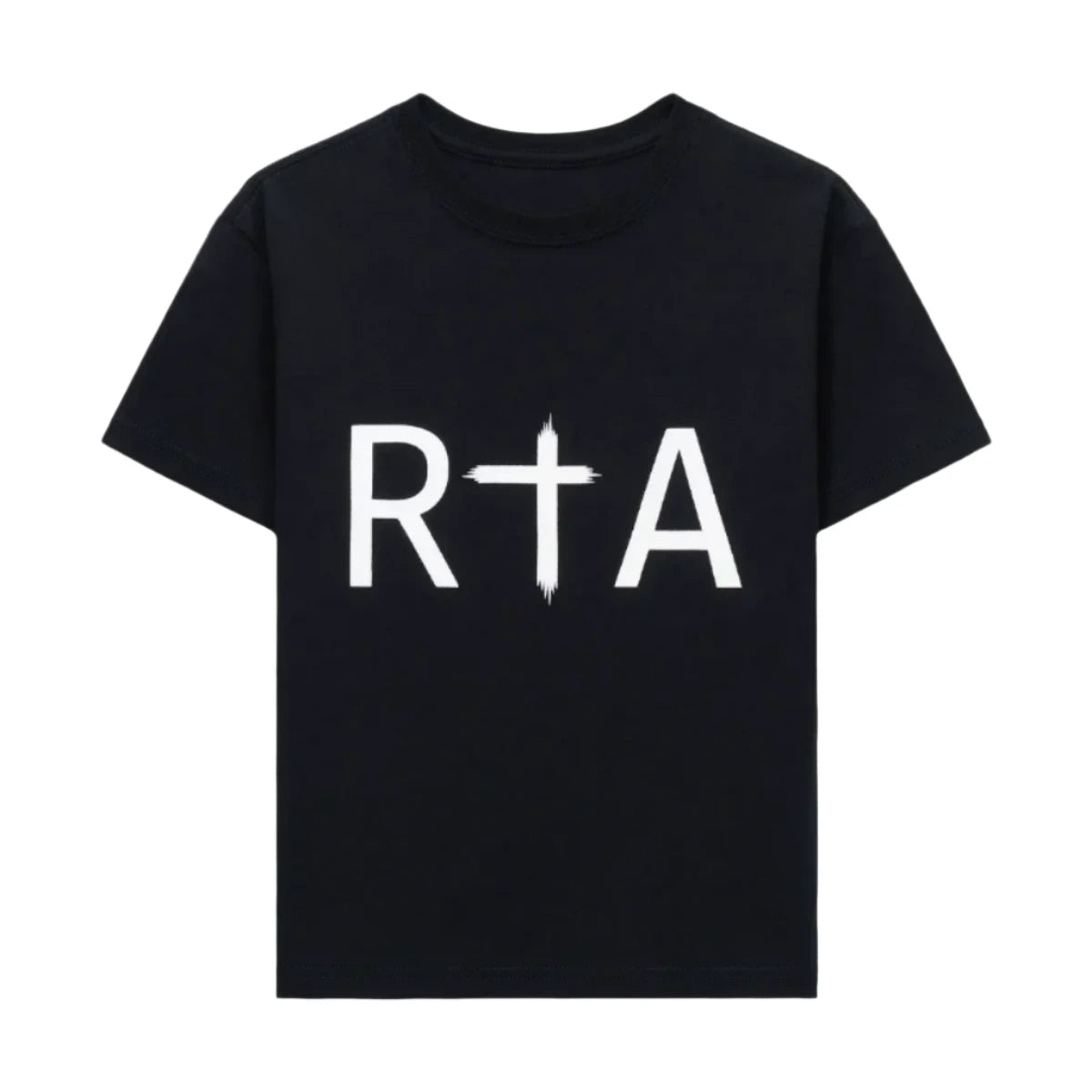 Edson Short Sleeve Tee in Black featuring classic RTA logo across chest, crewneck style, made from 100% cotton.