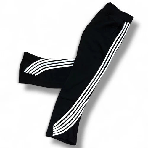 Urban Beast black French terry stacked flared joggers with modern stacked silhouette.
