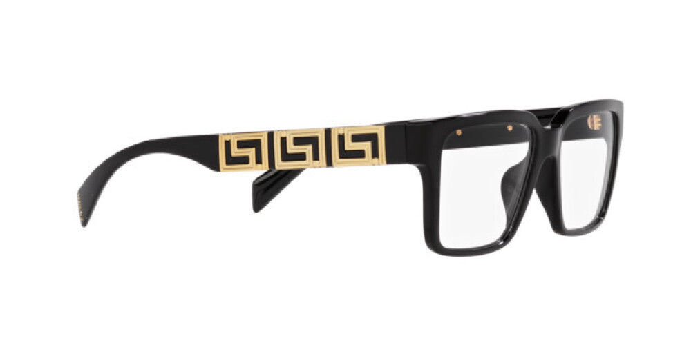 Black glasses with gold decorative elements on a white background