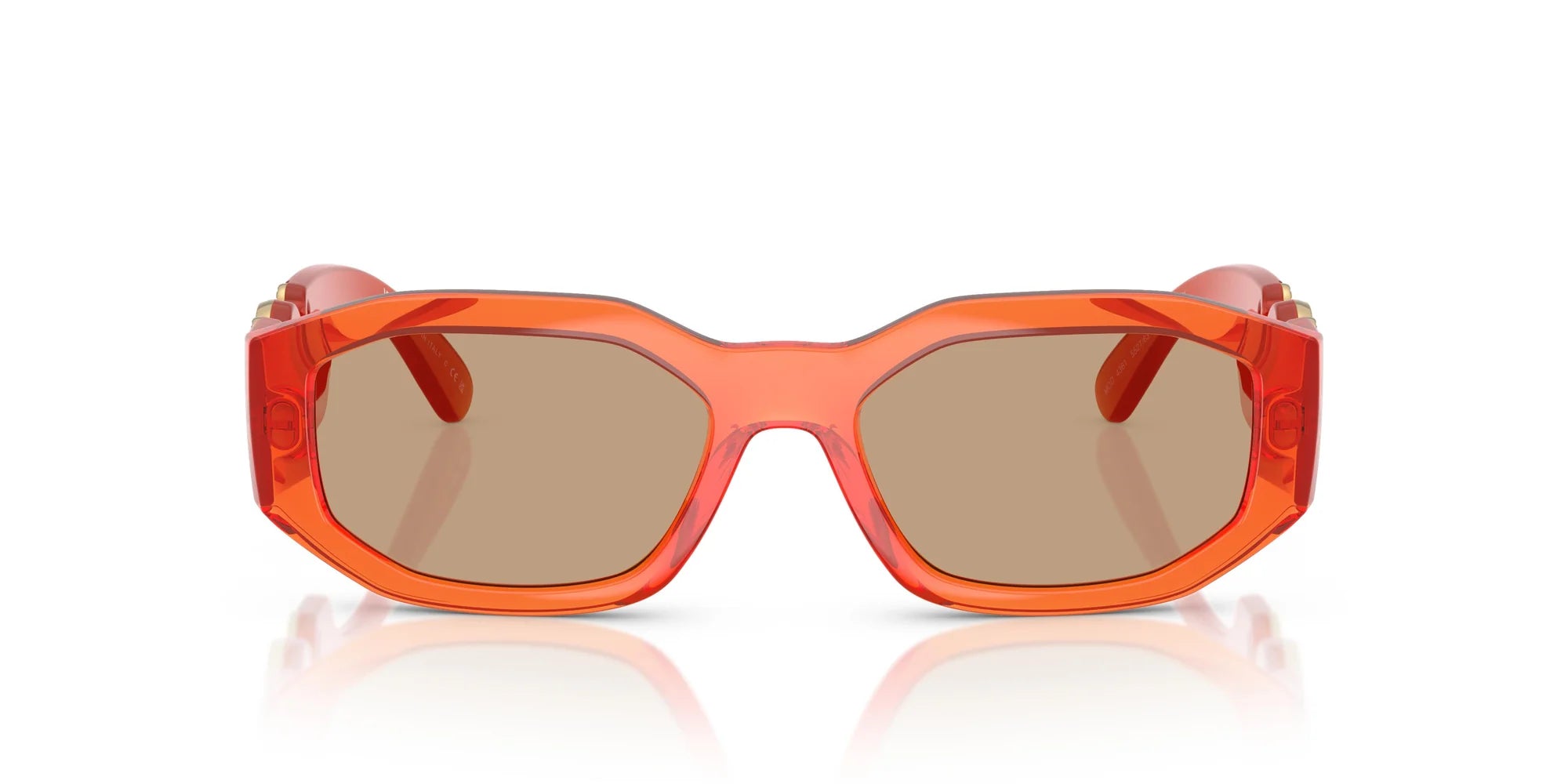 Versace Medusa Biggie sunglasses with transparent papaya frame and signature Medusa detailing
