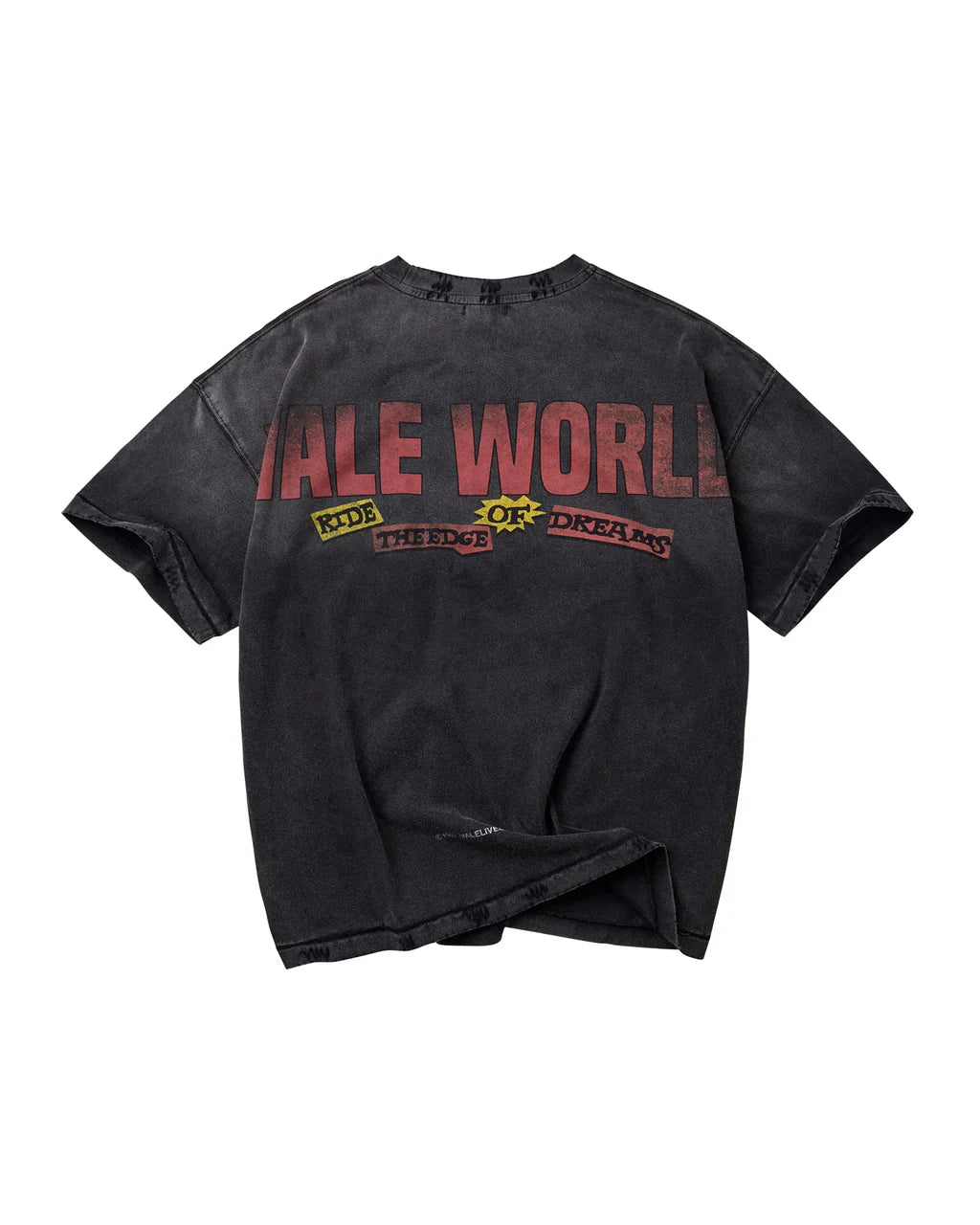Vale Forever Happy Black graphic T-shirt made from 100% cotton featuring a center graphic and lightly distressed print detail.
