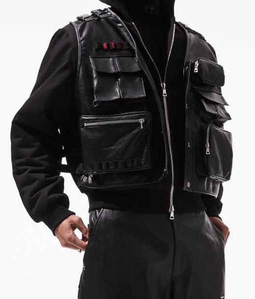 RTA Geronimo Tactical Jacket in black with utility-inspired streetwear design.