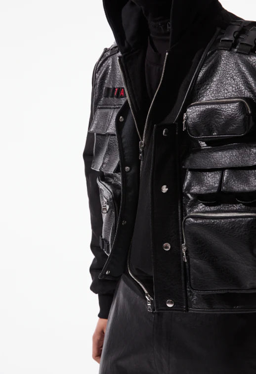 RTA Geronimo Tactical Jacket in black with utility-inspired streetwear design.