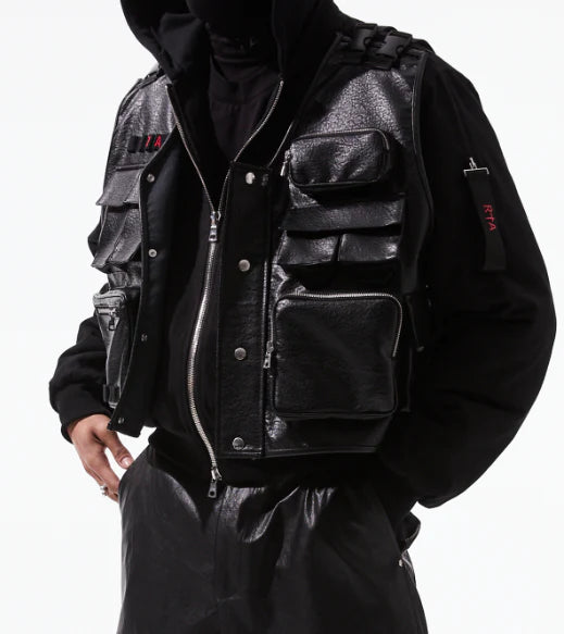 RTA Geronimo Tactical Jacket in black with utility-inspired streetwear design.