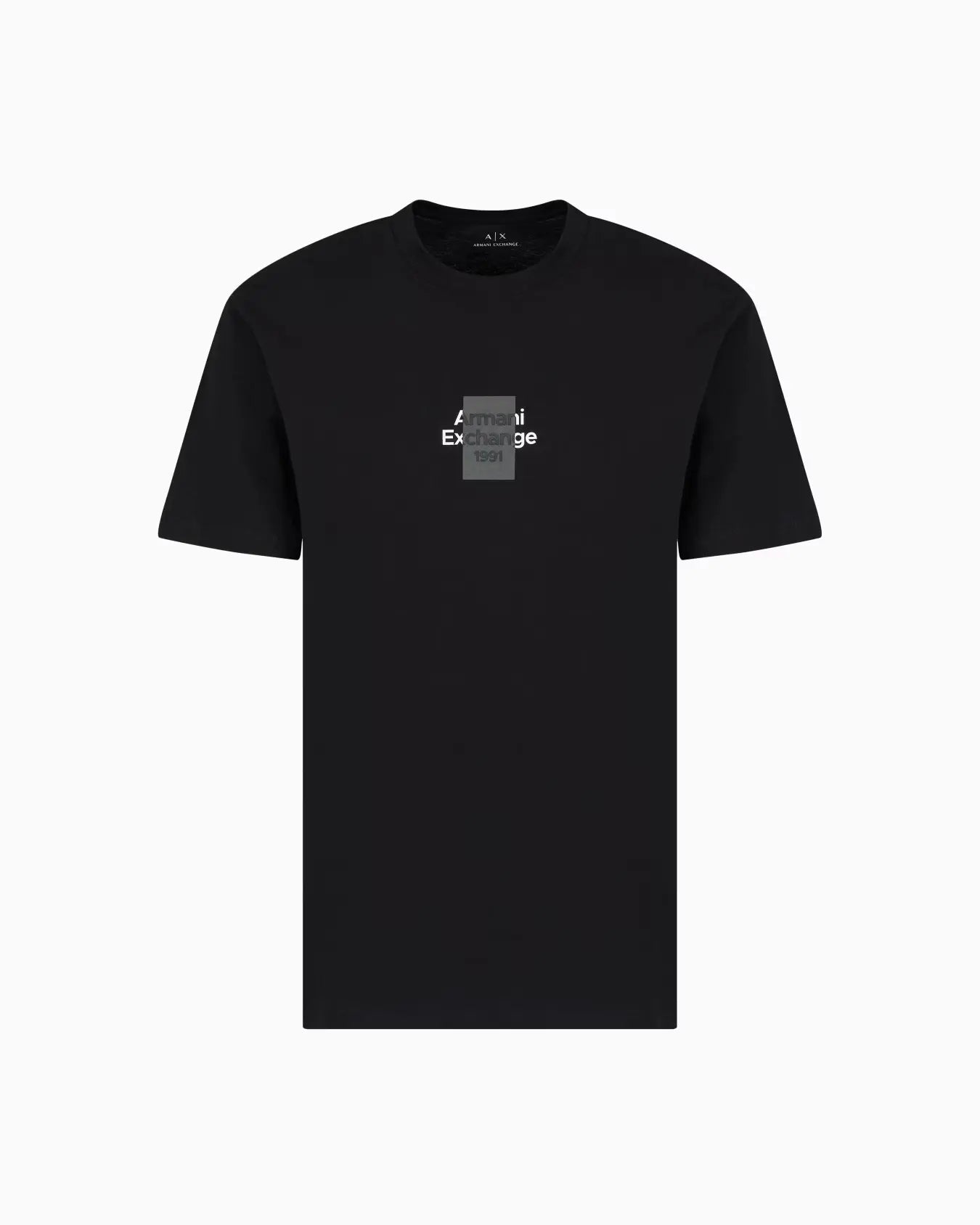 “Regular-fit cotton T-shirt with logo print on front, round neck, and short sleeves”