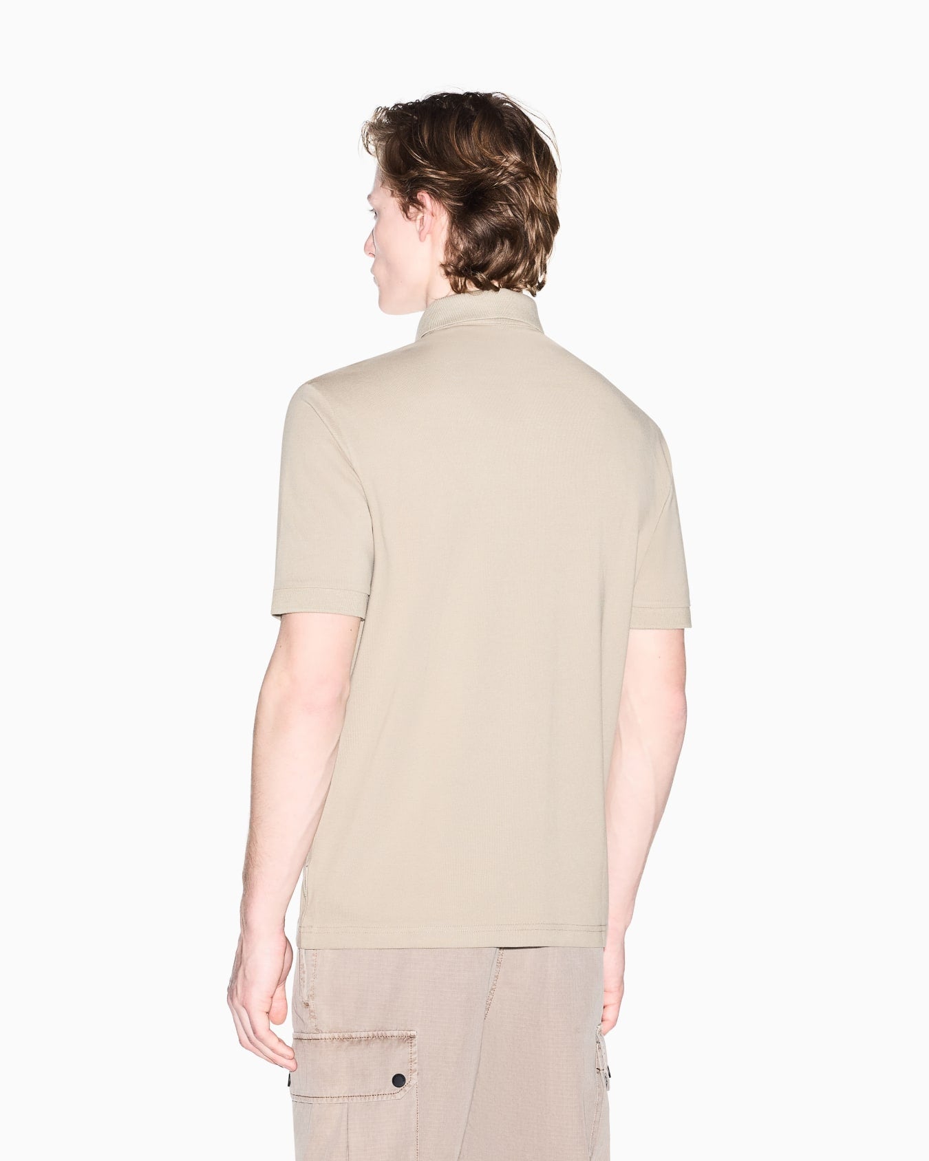 Armani Exchange classic cotton piqué polo shirt with ribbed collar, button placket, and regular fit for timeless smart-casual style