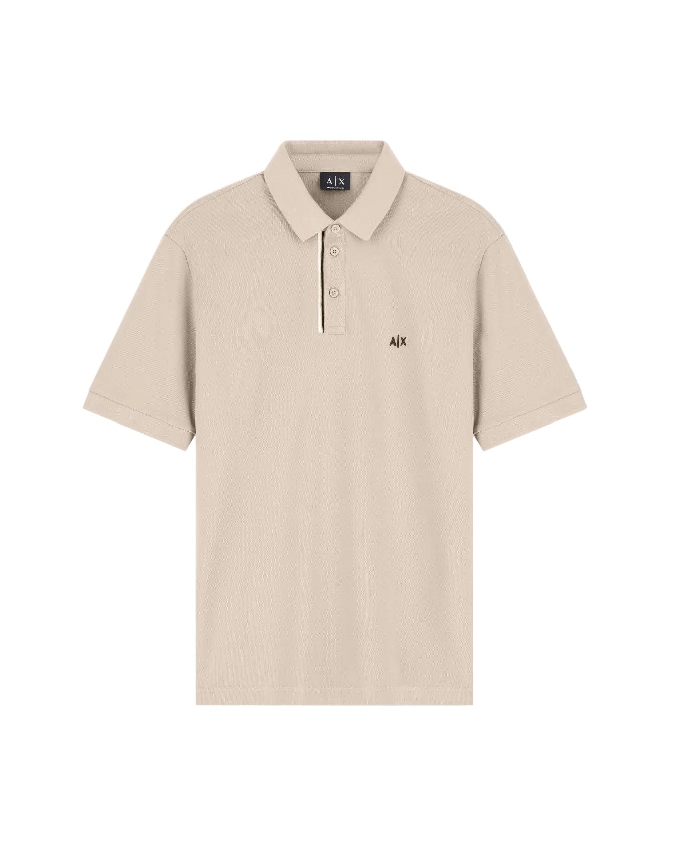 Armani Exchange classic cotton piqué polo shirt with ribbed collar, button placket, and regular fit for timeless smart-casual style