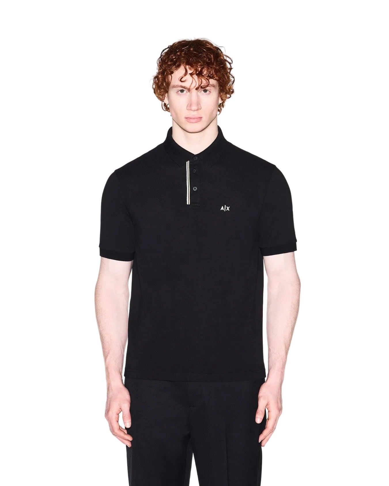 Armani Exchange classic cotton piqué polo shirt with ribbed collar, button placket, and regular fit for refined everyday style