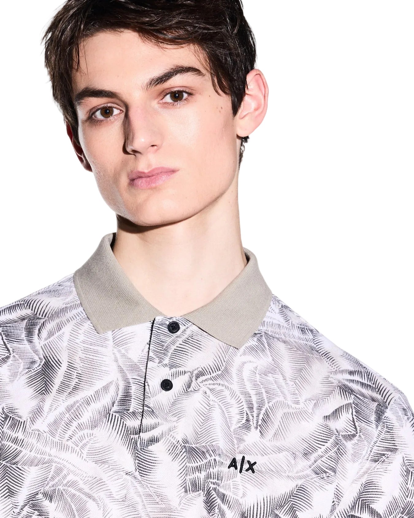 Armani Exchange cotton piqué polo shirt with ribbed collar, button placket, and regular fit for classic smart-casual style.