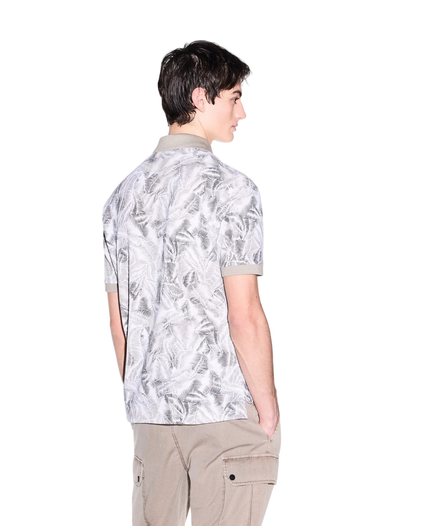 Armani Exchange cotton piqué polo shirt with ribbed collar, button placket, and regular fit for classic smart-casual style.