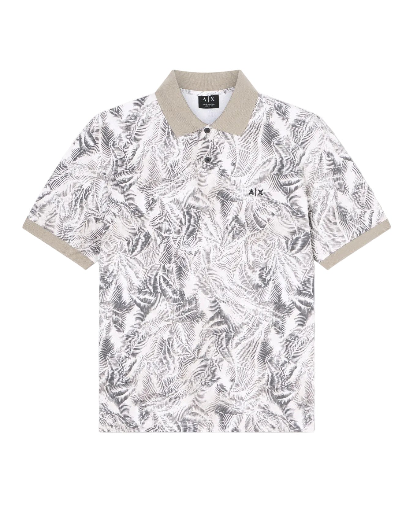 Armani Exchange cotton piqué polo shirt with ribbed collar, button placket, and regular fit for classic smart-casual style.