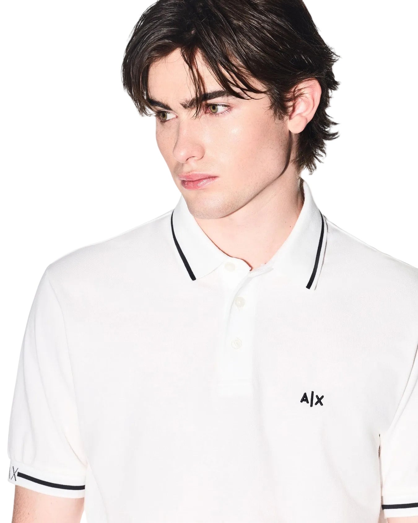 Armani Exchange cotton piqué polo shirt with classic collar, button closure, and regular fit in a refined minimalist style