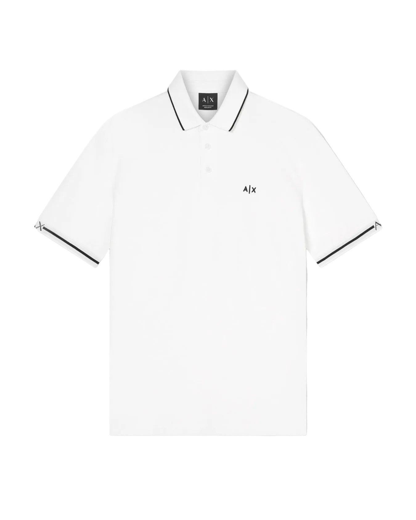 Armani Exchange cotton piqué polo shirt with classic collar, button closure, and regular fit in a refined minimalist style