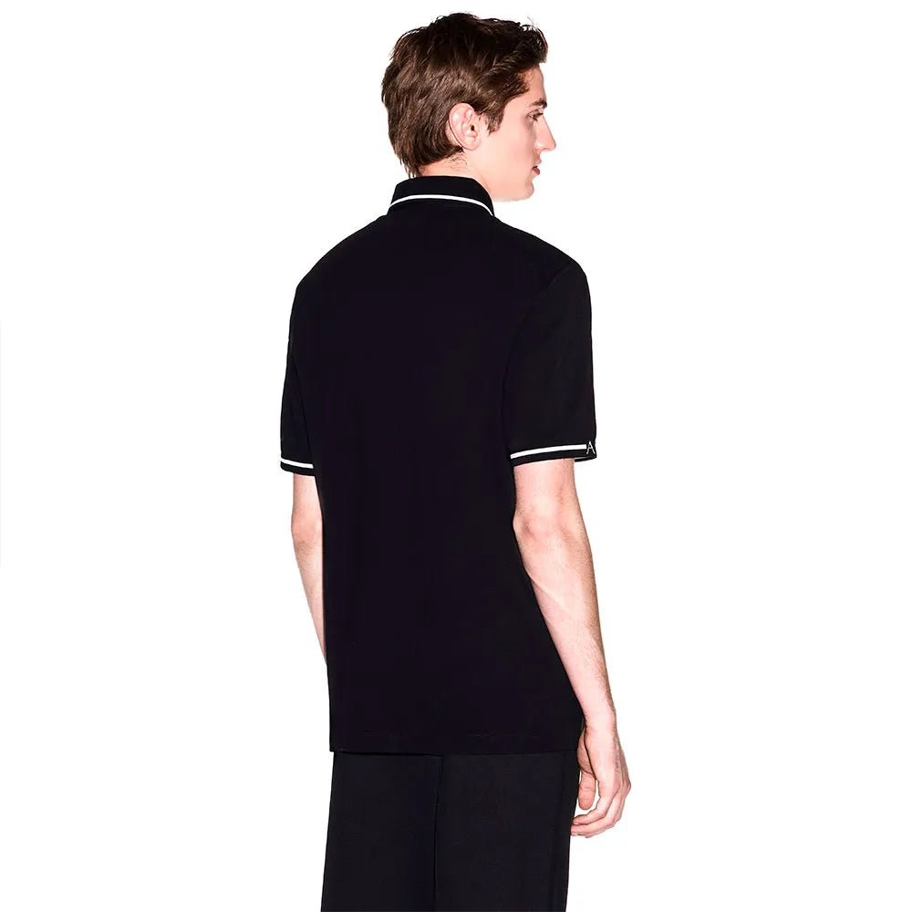 Armani Exchange men’s regular fit polo shirt with contrast collar and cuffs, embroidered chest logo, and modern smart-casual design