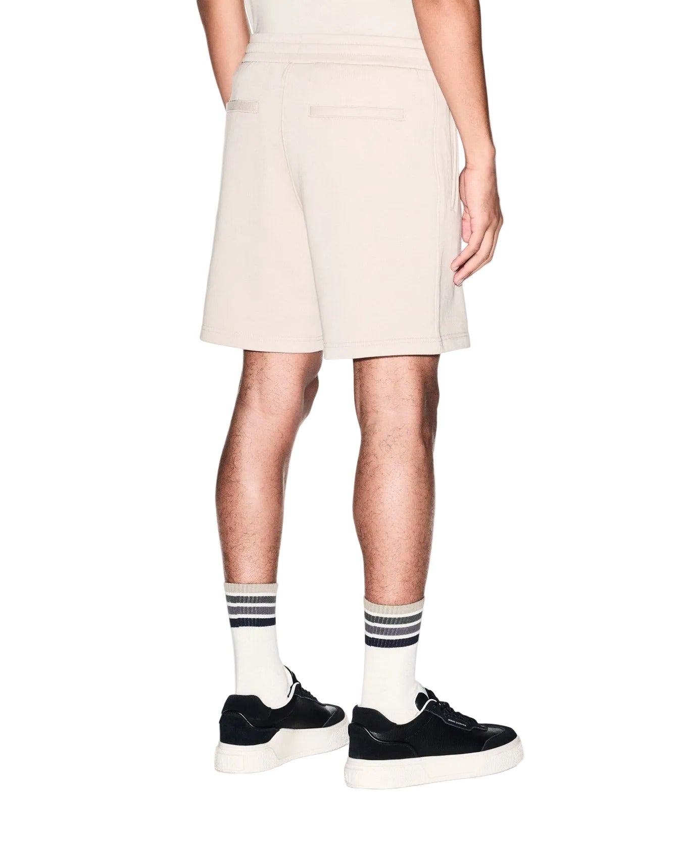 Armani Exchange cotton French terry Bermuda shorts with relaxed fit, soft fabric, and modern casual styling.
