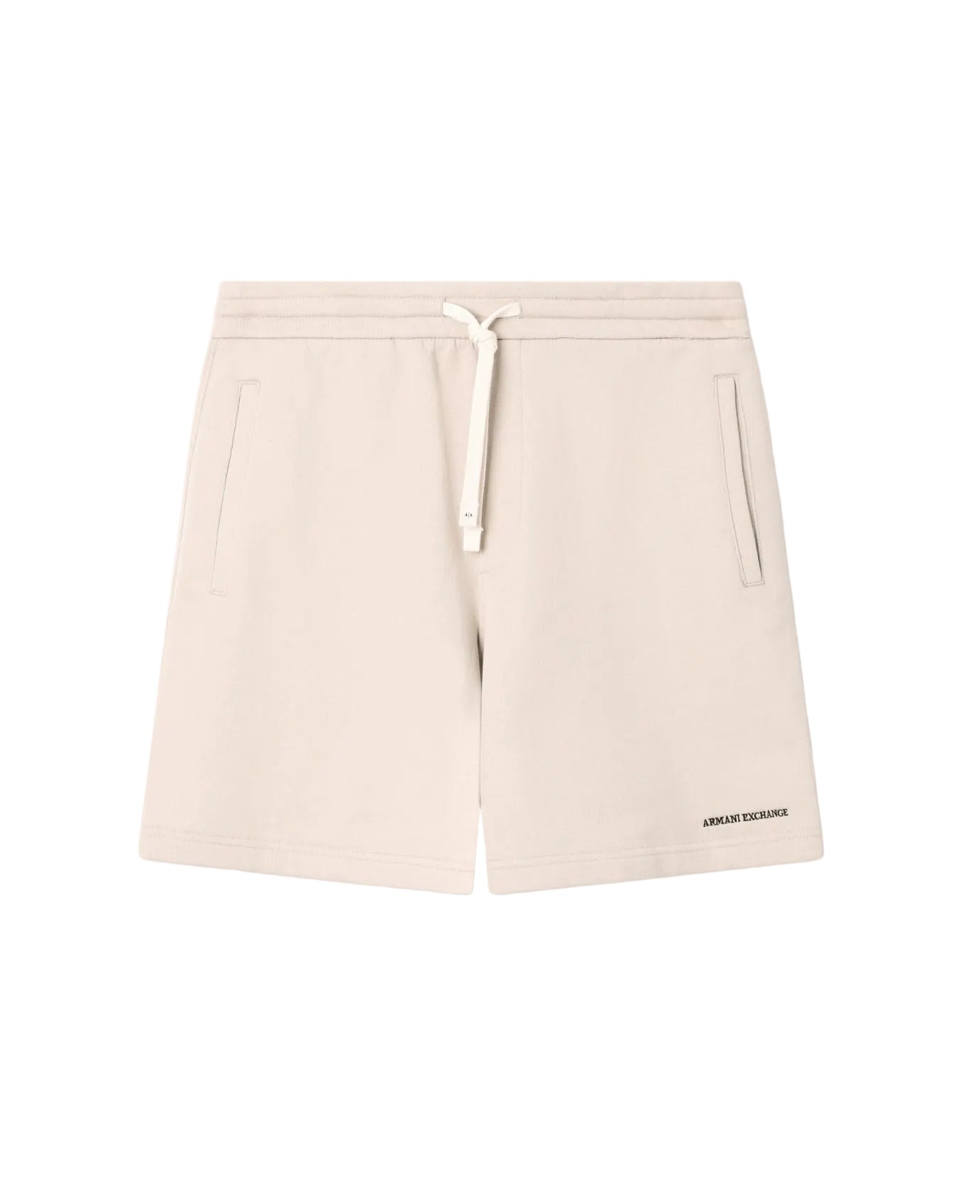 Armani Exchange cotton French terry Bermuda shorts with relaxed fit, soft fabric, and modern casual styling.