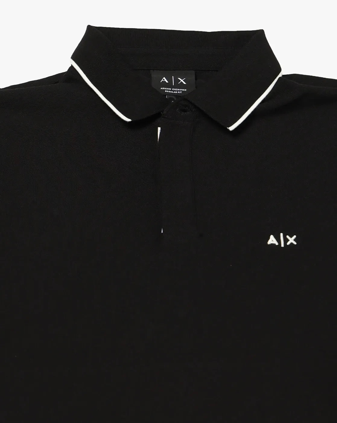 Armani Exchange Night Party polo shirt with cotton piqué fabric, contrast detailing, and signature AX logo on the chest.
